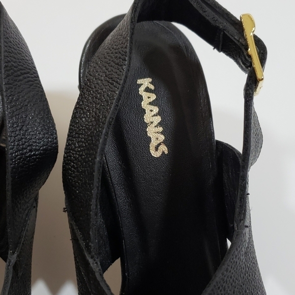 Kaanas~Size 6~Black Leather Sandals Java-Blk. - Picture 9 of 11